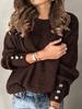 New Arrival Buttoned Women's Knit Sweater Loose Round Neck Casual Pullover