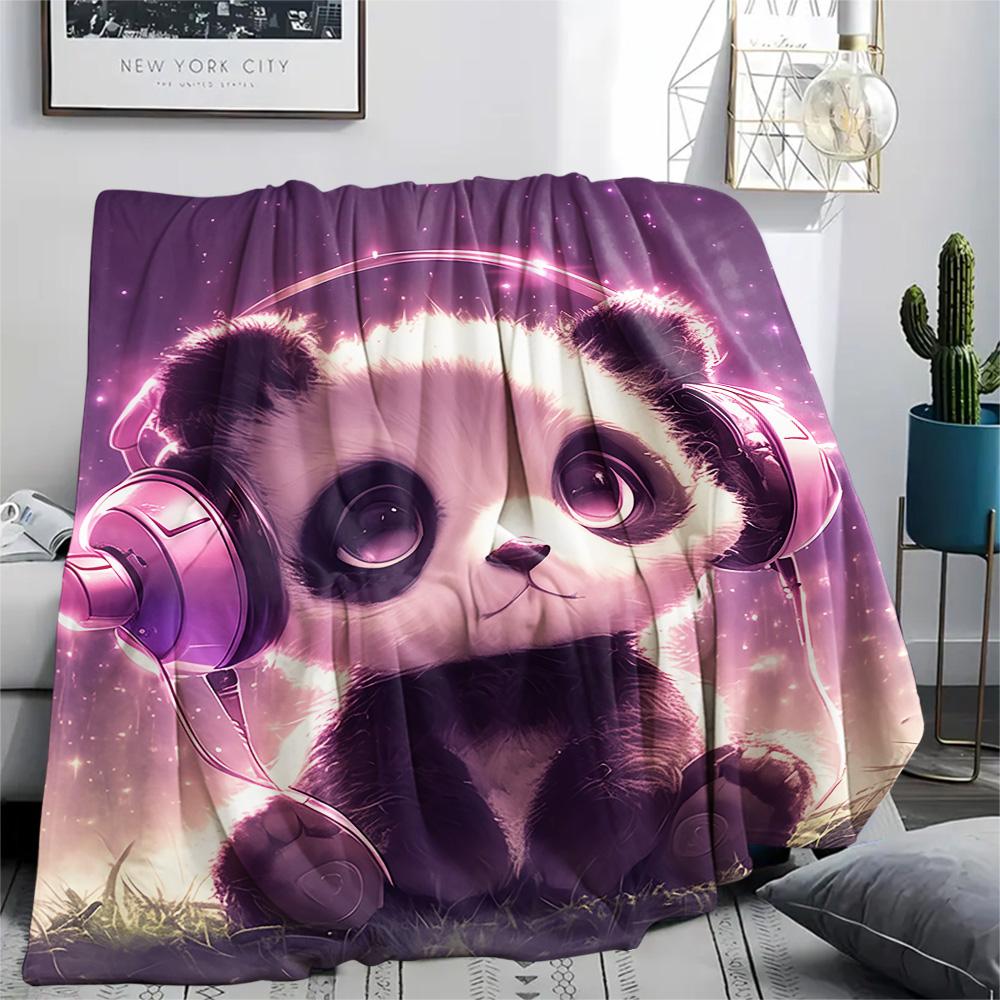 Panda Print Flannel Blanket, High quality Comfortable for All Seasons, Home Decor, Warmth and Comfort, Perfect for Christmas Gifts