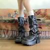Sweet cool wind small man thick bottom heightening thin trouser tube boots women's retro pleated western cowboy boots