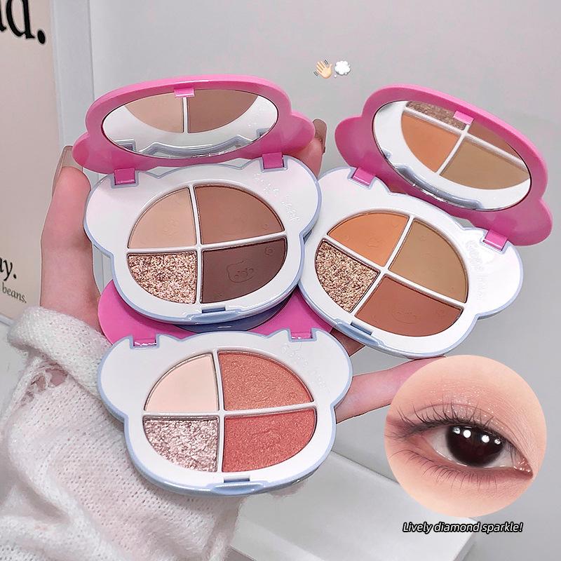 Gege Bear Fantasy Four-Color Eyeshadow Palette: High Pigmentation, Low Saturation, Easy Blend, Fine Powder.
