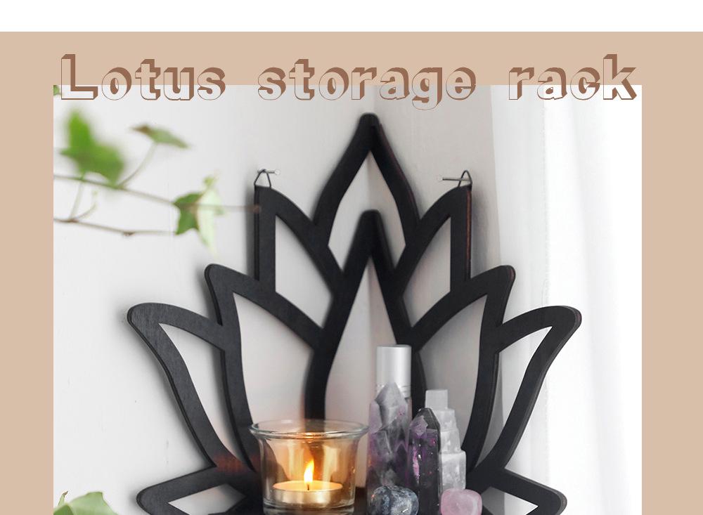 Wooden Lotus Hollow Crystal Storage Shelf - Home Wall Ornament Decoration