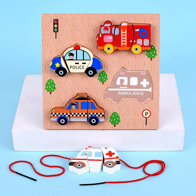 Wooden Puzzle Block Set For Kids With Colorful Fruit And Animal Designs For Early Education