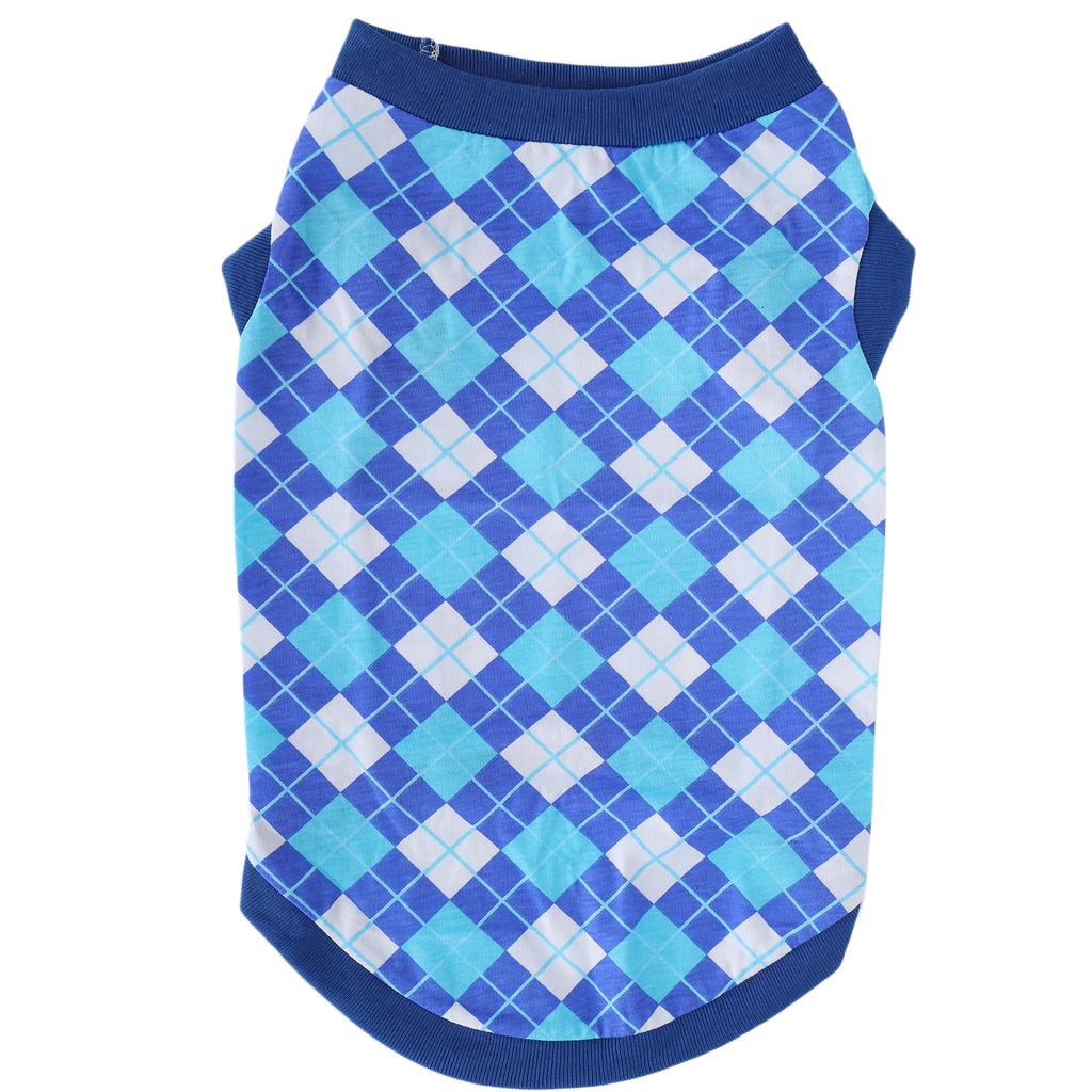 Pet Pig Spring Summer Sleeveless TShirt Pet Vest Sweatshirt Rhombus Pattern Clothes(Blue M)