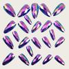 Purple Iridescent 3D Electroplated Rhombus Glossy Almond False Nails