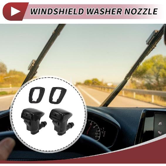 2pcs Windshield Washer Nozzle for Toyota Camry 2002-2006 Front Windshield Spray Nozzles Wiper Spray Washer Jet No.85381AA042 Black Plastic