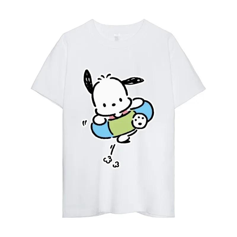 MINISO Sanrio Pochacco T Shirt Women Couple Combination Clothes Short Sleeve Collar Fashion Man Cotton