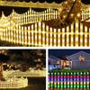 8 Pack Lighted Garden Fence Christmas Tree Fence Lights 110 Inch Garden Fence Lights 8 Modes White Plastic Picket Fence Light