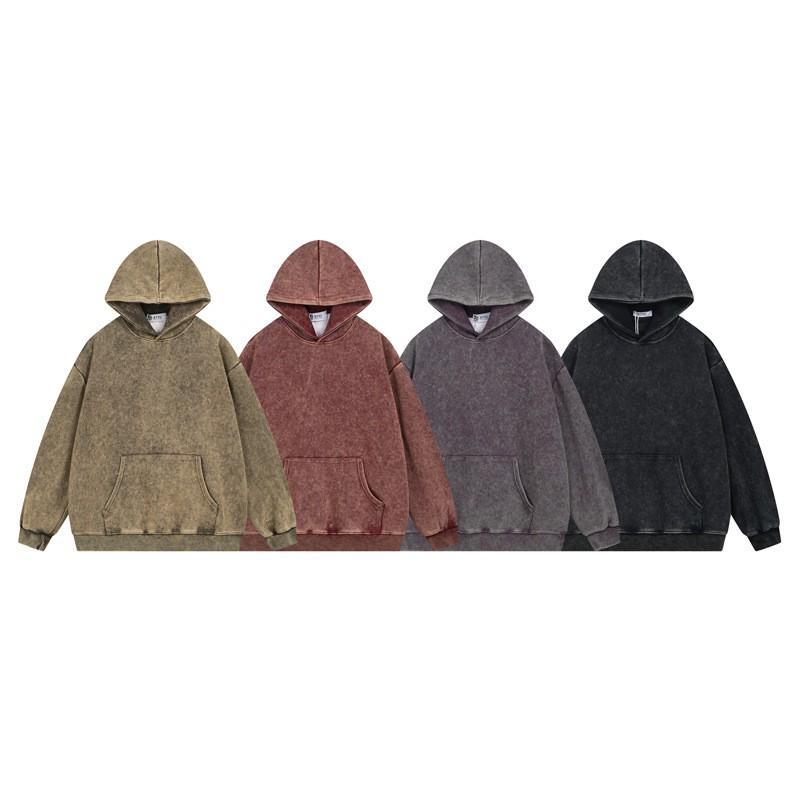 Oversized Washed Hoodie Men Women Streetwear Cotton Blend Heavyweight 450g Fleece Lined Loose Fit Winter Sweatshirt