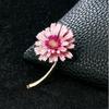 Sonne Wolke Rosa Mehrschichtige Gänseblümchenblüte Brosche - Elegante Blumige Corsage Damen Pin
