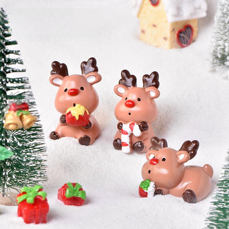 Charming Resin Christmas Reindeer Gift Box Diy Mini Landscape Decoration