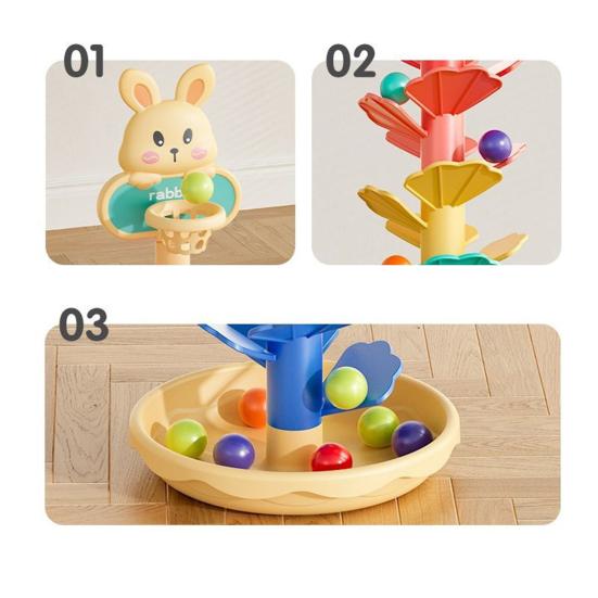 Kids Ball Shoot Track Toy 45753 Layers Cartoon Rabbit Rolling Ball Tower