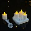 4/6/12Pcs LED Flameless Tea Light Candles USB Rechargeable Battery Operated Fake Candles For Wedding Valentine Home Party Decor