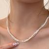 Double-Layer Silver Pearl Necklace: Retro, Versatile, Simple Clavicle Chain for Women
