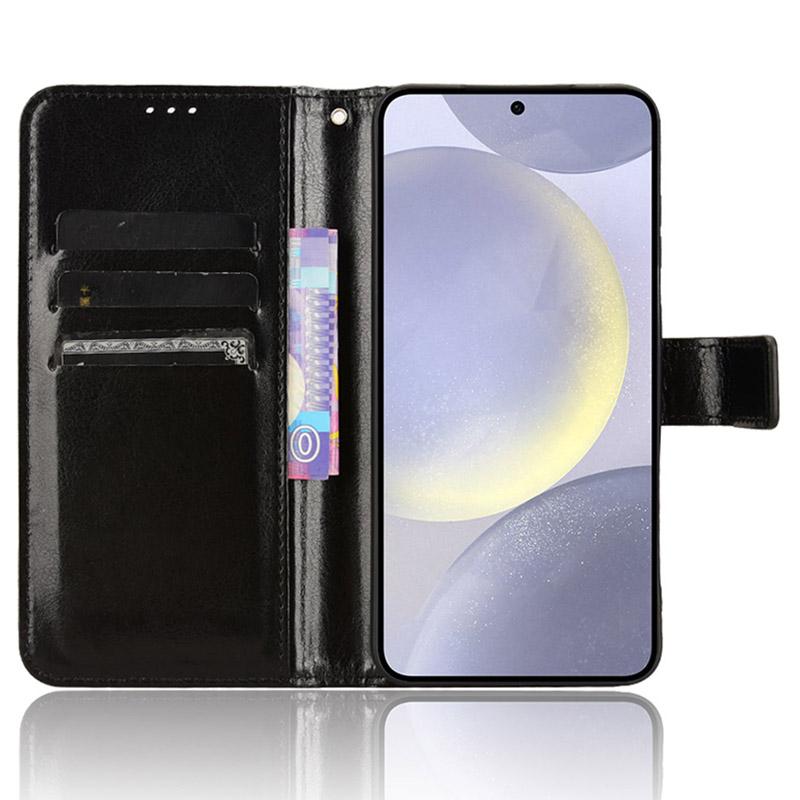 

For Samsung Galaxy S24 Leather Case Phone Wallet Crazy Horse Pattern Black