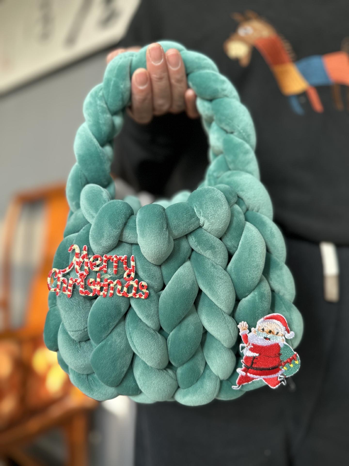 

Сумка ручной работы, плетеная на Рождество, подарочная сумка на Хэллоуин, бархатный наполнитель, марлевая полоска, женская сумка для создания праздничной атмосферы своими руками 22x18cm