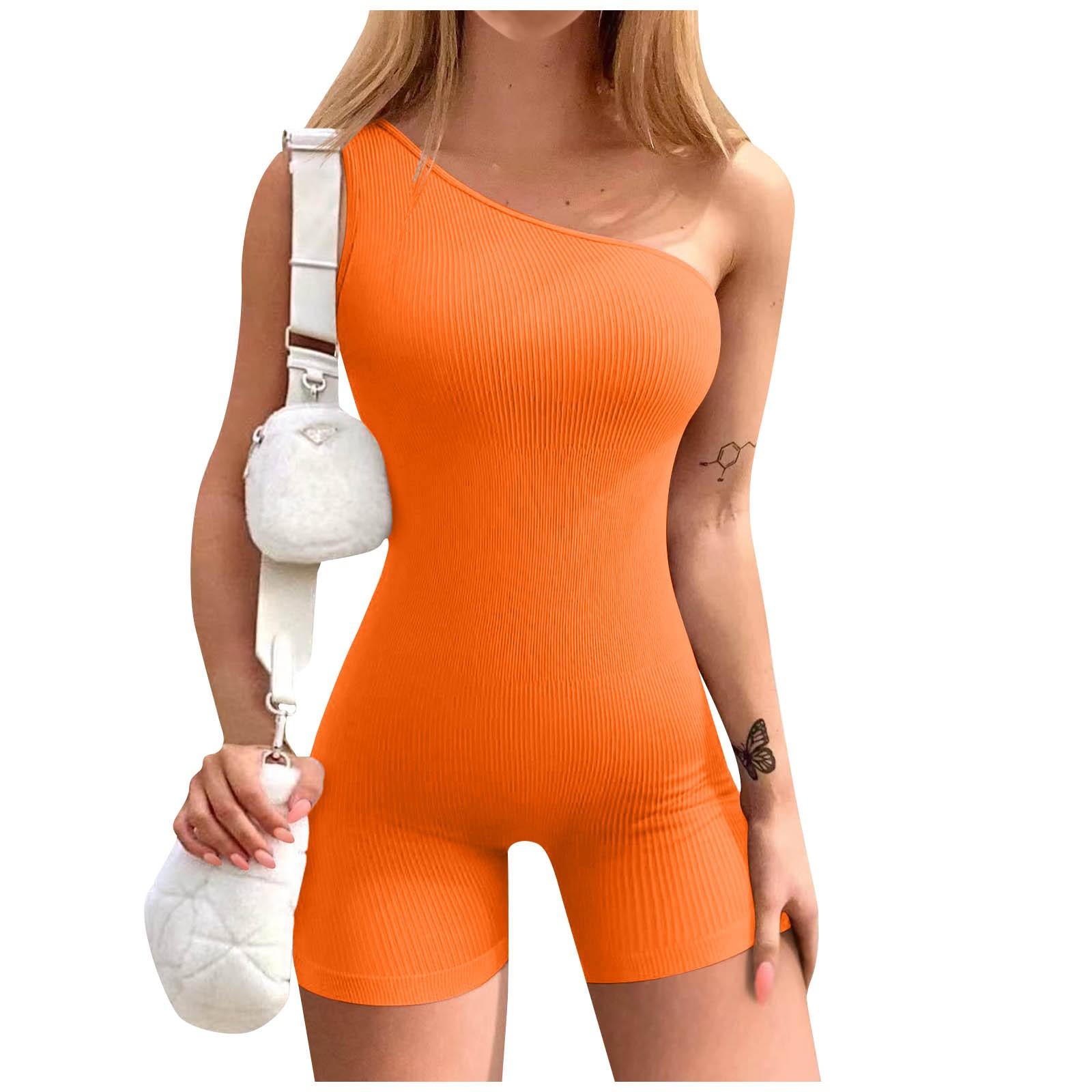 

Женские однотонные спортивные леггинсы для йоги с открытыми плечами, комбинезон S оранжевый