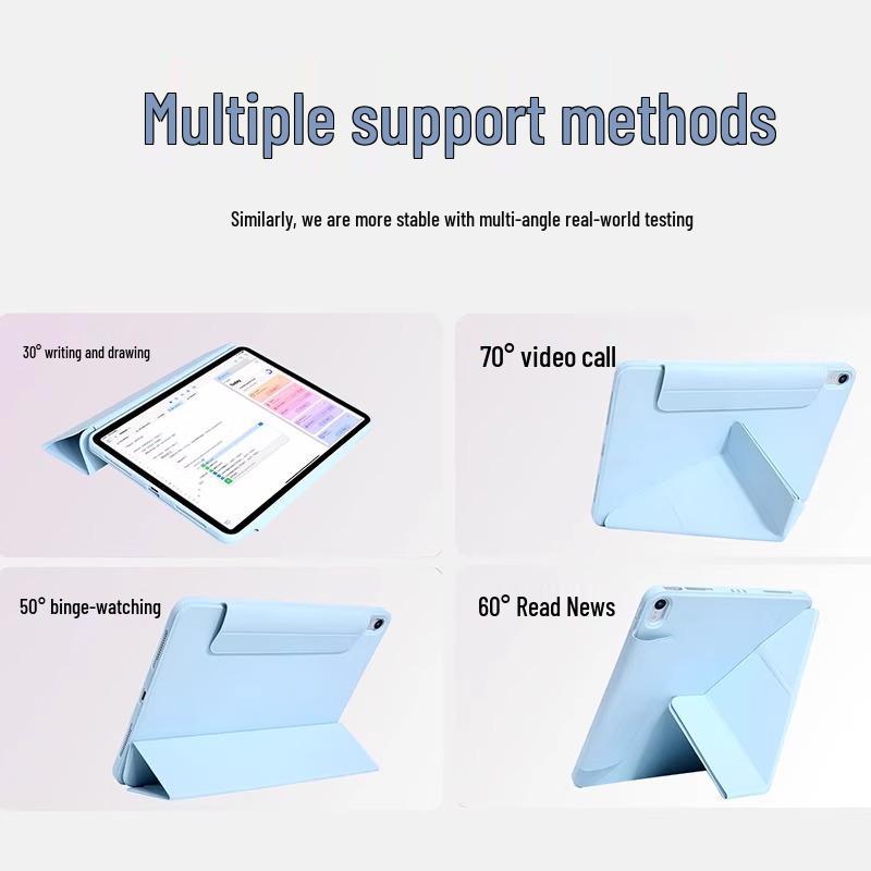 iPad A16 Protective Case with Pen Slot, Y-Fold, 10.2-inch, Drop-Proof, Compatible with Pro13 9th Gen Air 57, Buckle Closure.