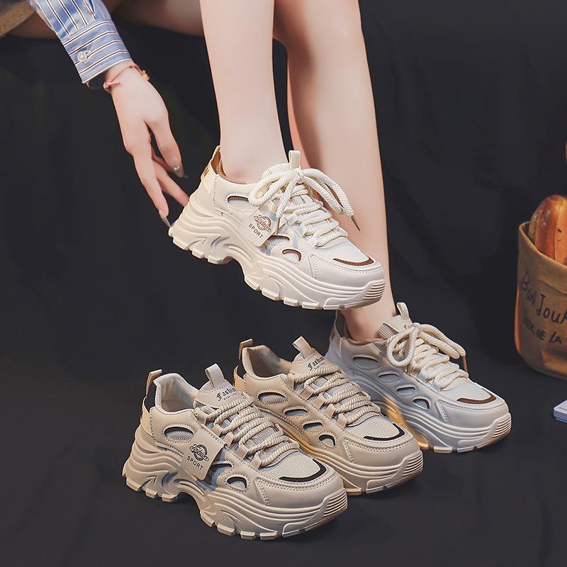 New dad shoes women's spring student sports running casual shoes thick sole height street shot