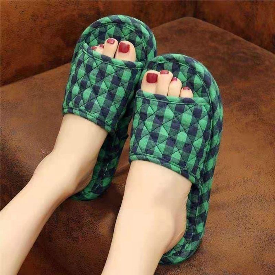 Dámské pantofle z čisté bavlny pro vnitřní použití - Měkké, tiché, pratelné v pračce pro všechna roční období