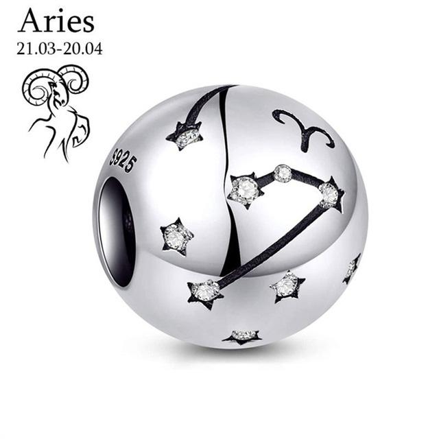 Brand New Copper Metal 12 Constellation Zodiac Round Bead Components Compatible With Authentic Original Pendant Bead Component Bracelet High Quality