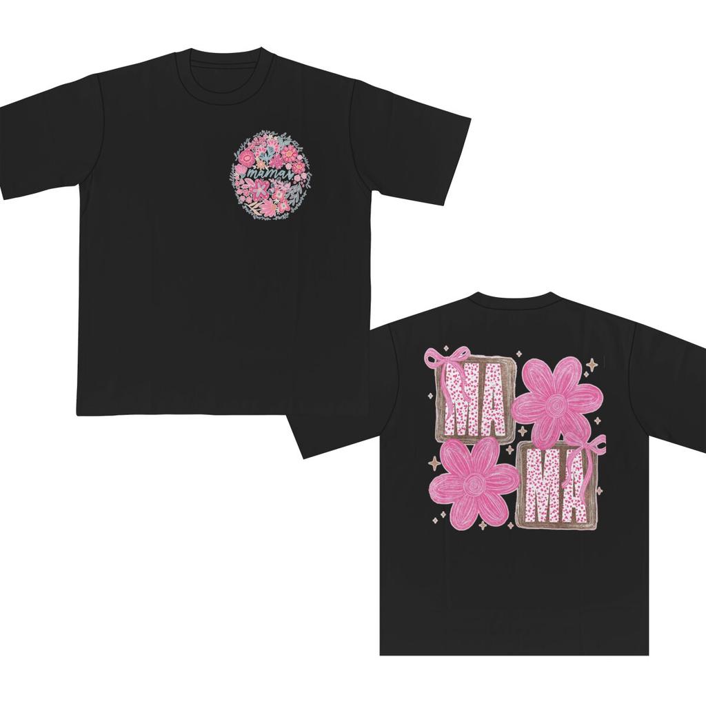 Floral Mama Print Tshirts For Women Summer Short Sleeve Round Collar Tee Shirt Creative Design Graphic Tops Gifts Tees For Mom