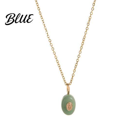 Charming Necklace Stone Pendant Necklace Oval or Hexagonal Charm Geometric