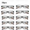 10 pcs Portable Vision Care Vintage Flexible Eyeglasses Ultra Light Frame Reading Glasses Computer