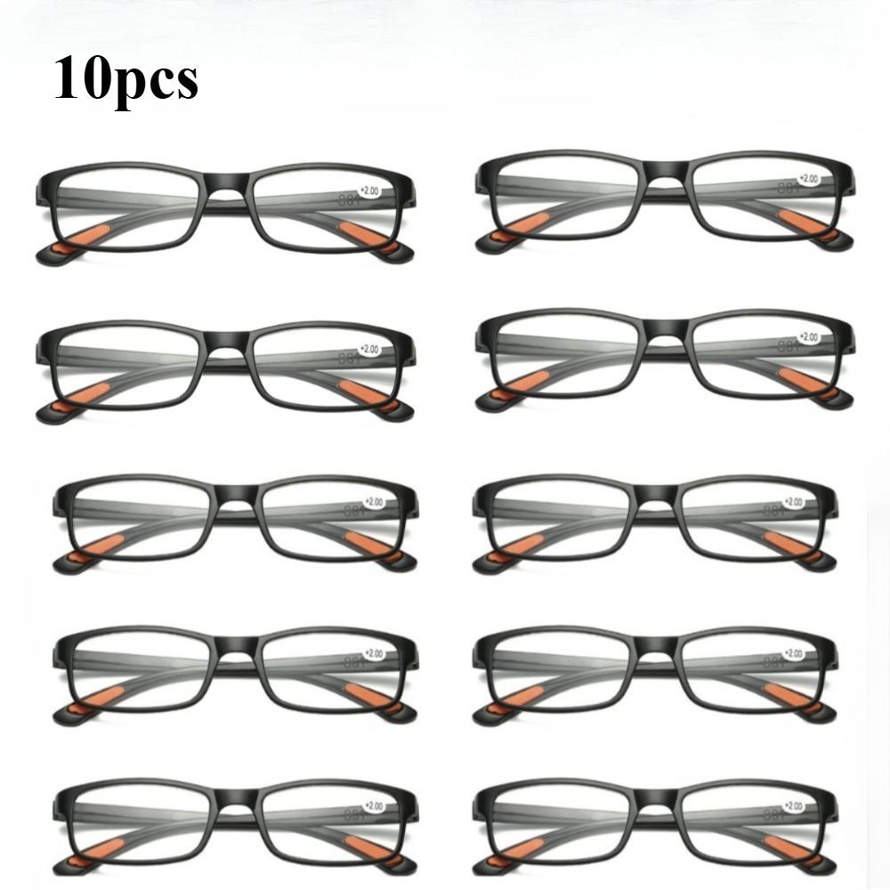 10 pcs Portable Vision Care Vintage Flexible Eyeglasses Ultra Light Frame Reading Glasses Computer