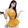 Design sense printed sling vest women's summer new waist sweet spice girl sleeveless thin bud neck top