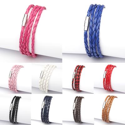 Fashion Leather Cuff Women Men Unisex Wristband Wrap Handmade Bracelet Braided  Accessories