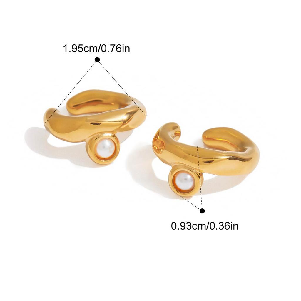 Yori Geometric Line Ear Clip Earrings Golden Stainless Steel Holiday Beach Summer Daily Rust Prevention Jewelry New