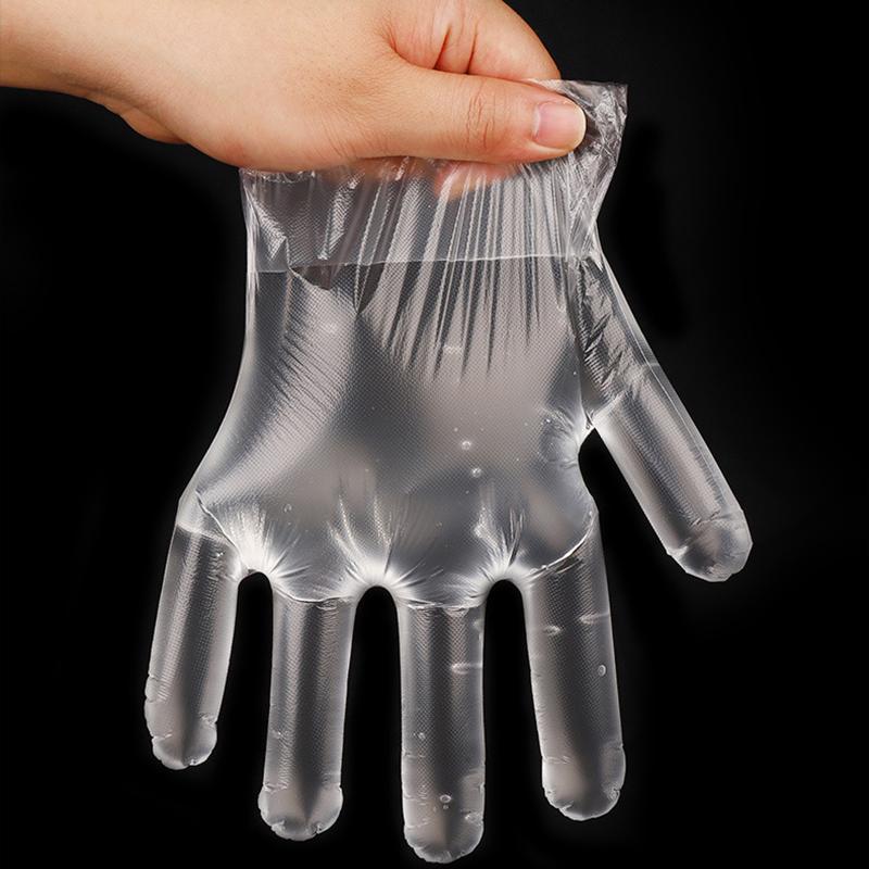 WTEMPO 200 Stück transparente Einweghandschuhe in Lebensmittelqualität, essbare Folienhandschuhe, Hygiene-Reinigungshandschuhe, Mehrzweck-Küchenbedarf