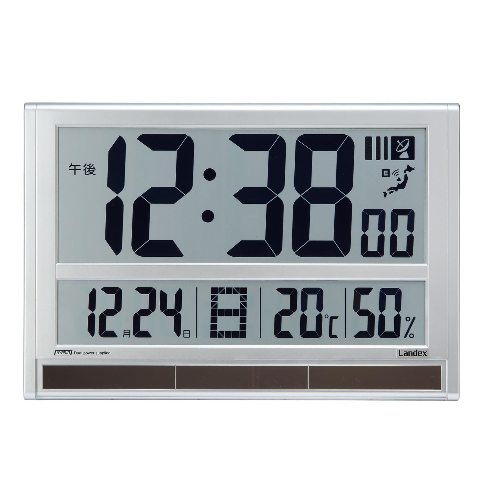 

Landex Time General Digital Alarm Hybrid with Calendar and Eco Mode Clock, Radio-Controlled, Solar, (YW9179MSV)