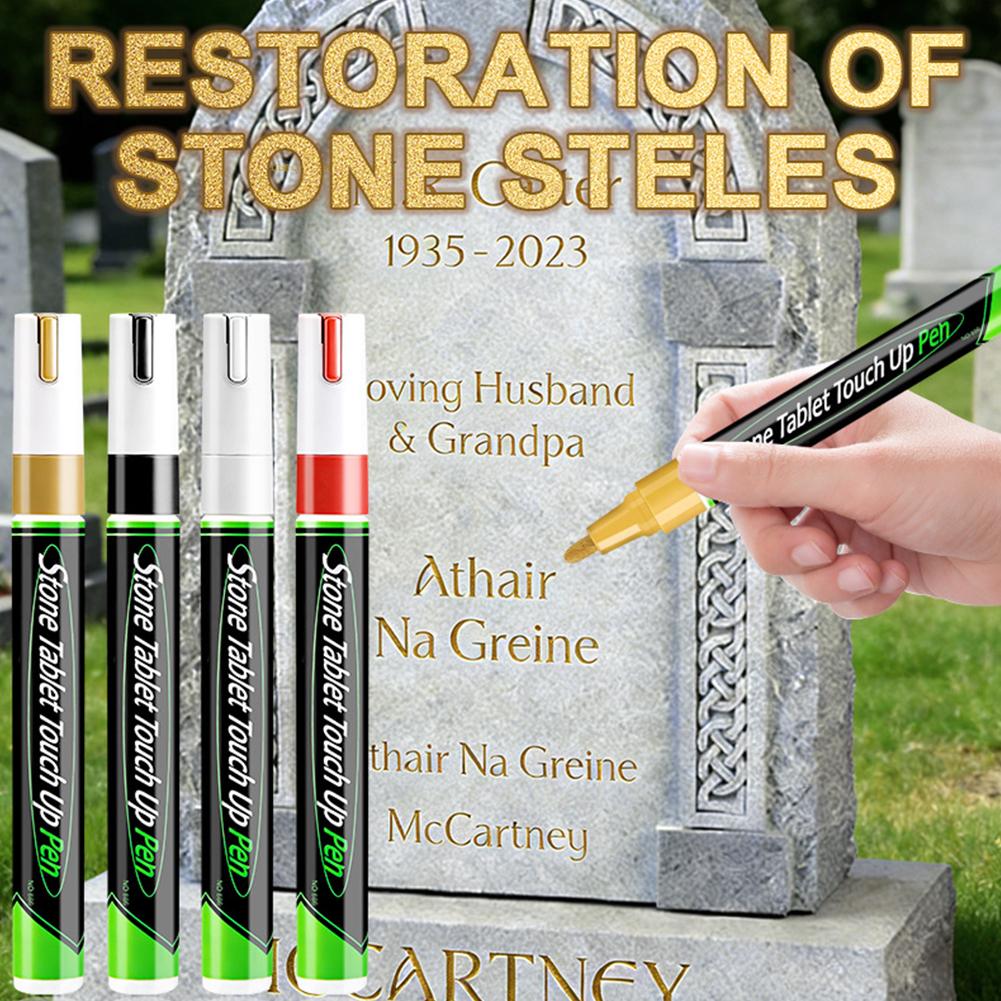 Tombstone Lettering Repair Paint Pen for Grave Marker Metal Stone High Heat Resistant Waterproof Fade Proof Outdoor Use