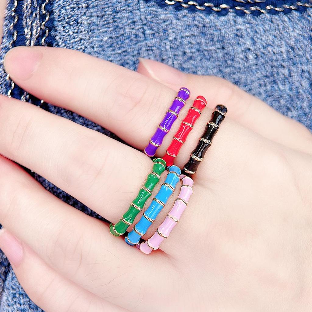 CMM European Texture Populární šperky Temperament Vícebarevný výběr Bambus Drop Glaze Móda Osobnost Nastavitelný otevírací kroužek