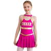 Girls Sleeveless Round Collar Letter Print Crisscross Straps Hollow Back Cheerleading Dance Dress
