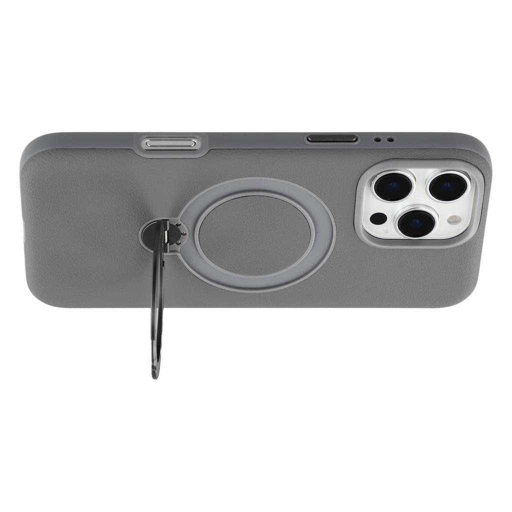 KIGC For iPhone 16 Pro Max Magnetic Case PC+PU Kickstand Phone Back Cover with Soft Lining