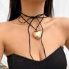 Necklace Big Love-Heart Charm Clavicle Chain Adjustable Wax Rope Chain Necklace