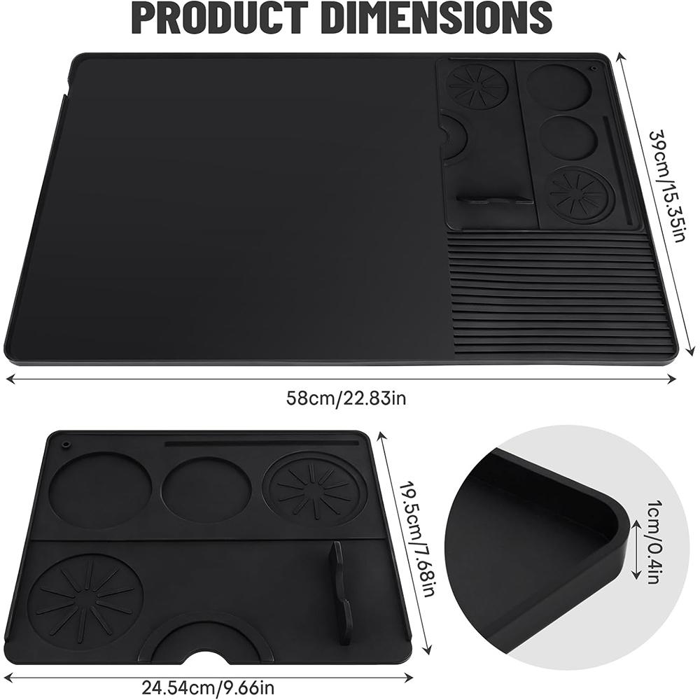 LMETJMA Silicone Coffee Mat With Detachable Tamping Mat Anti-Slip Heat-Resistant Coffee Bar Mat For Ninja Luxe Espresso Machine