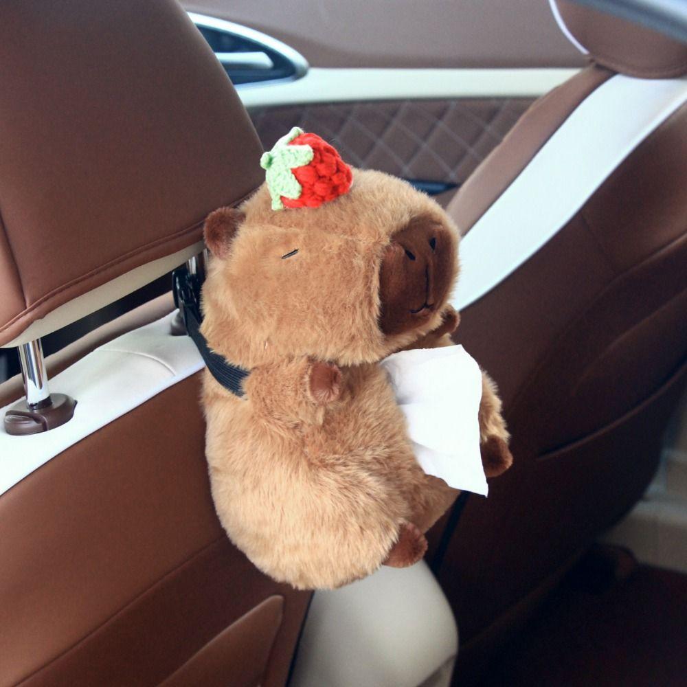 Cartoon Car Tissue Box Capybara Tissue Storage Bag Car Backseat Hanging Tissue Bag  Home Decor