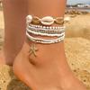 7pcs Charm Holiday Starfish Multi-layer Anklet Stretch Anklet Set Fashion Beach Jewelry