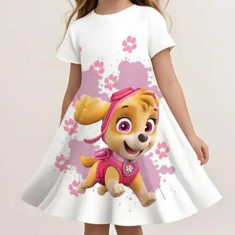 Cute Cartoon Paw Patrol Dress For Girls Summer Casual Beach Sundress Soft Lightweight Breathable