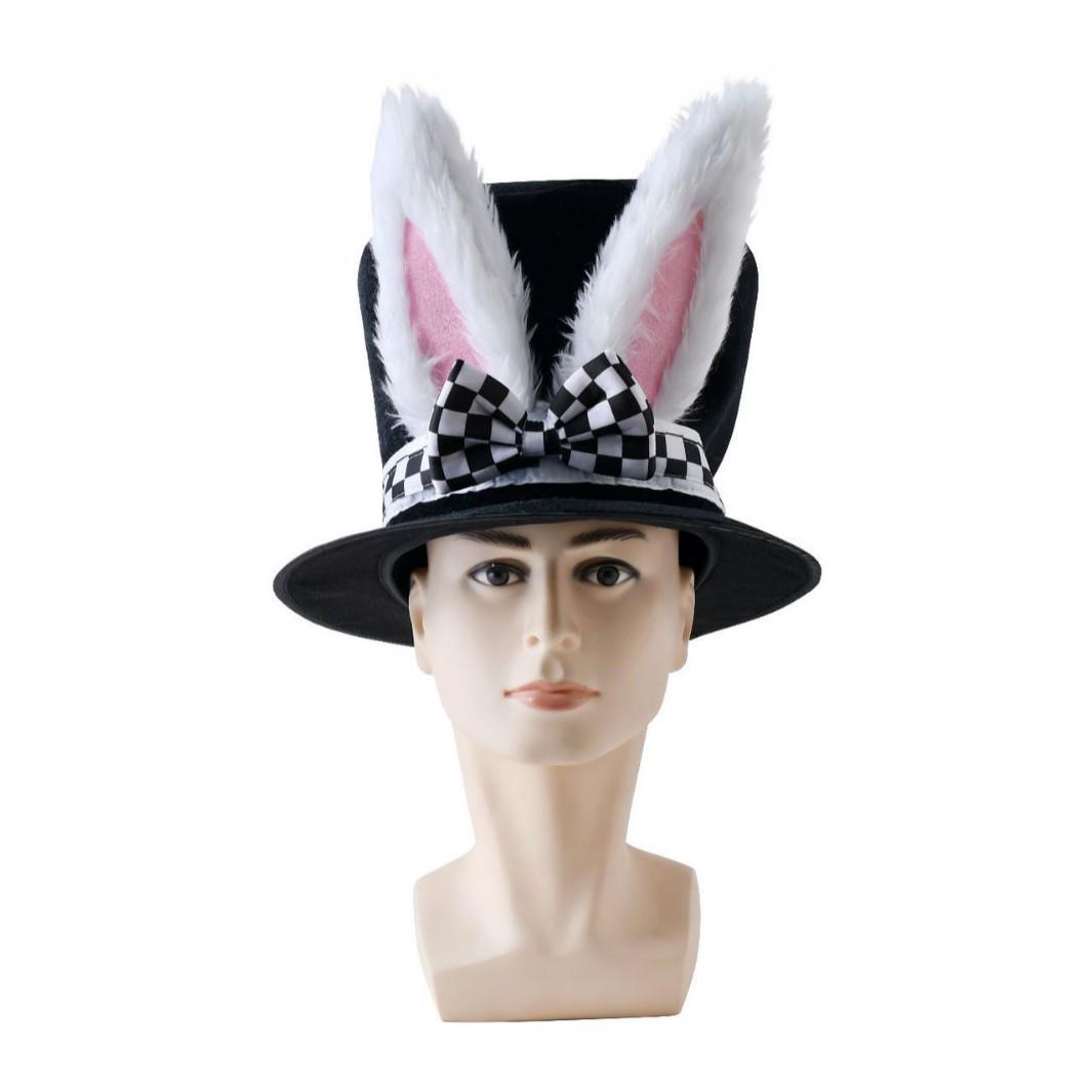 Osterparty Hasen Zylinder & Zubehör Set für Kostümdekoration One Size black