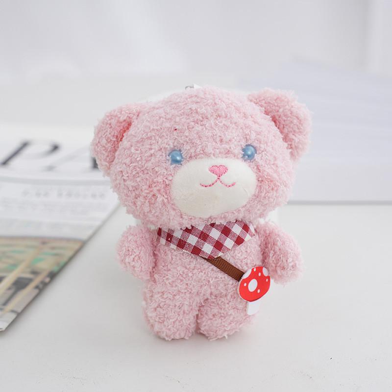 Adorable Plush Teddy Bear Cute Mushroom Bear Keychain Soft Stuffed Toy 12cm