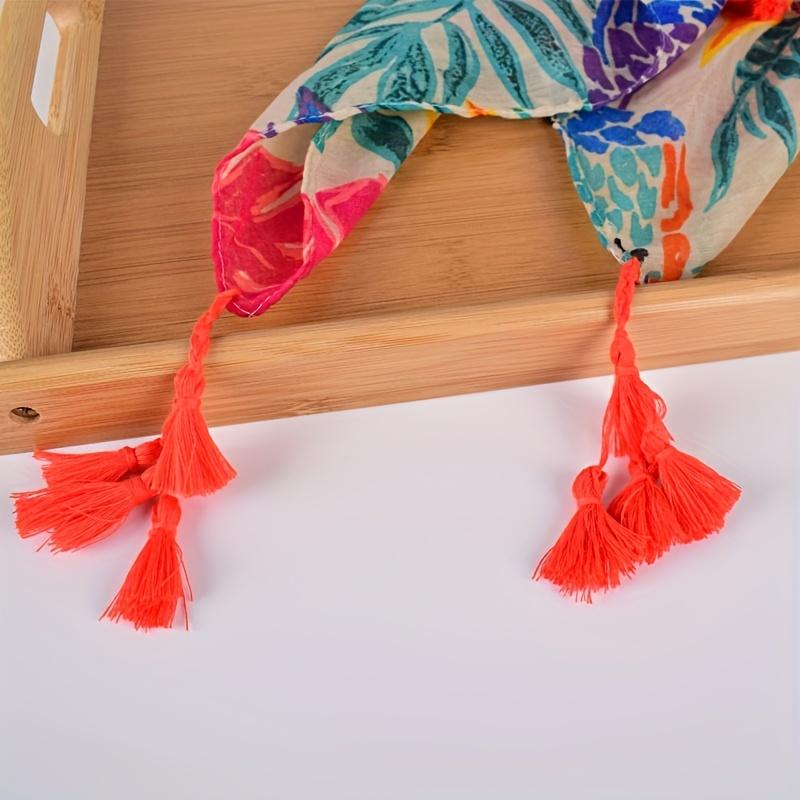 Designer Brand Women Scarf Bohemia Print Lady Shawls Cotton Feeling Soft Oversize Hijabs Neck Headband Tassel Foulard