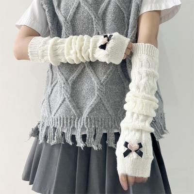 Lange Warme Armstulpen Gestrickte Fingerlose Handschuhe Neue Armwärmer Handschuhe Herbst Winter