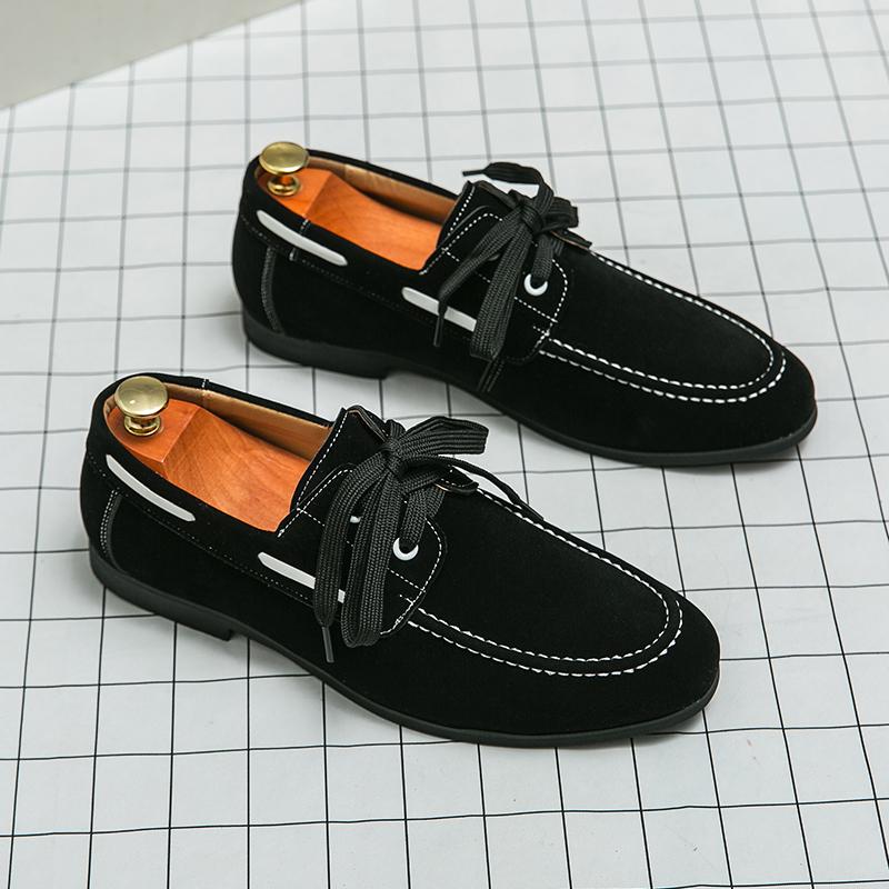 Spring Handmade Casual Shoes Loose Oversized Leather Shoes Lace Up Business Formal Breathable Comfortable Men Fashion Loafers