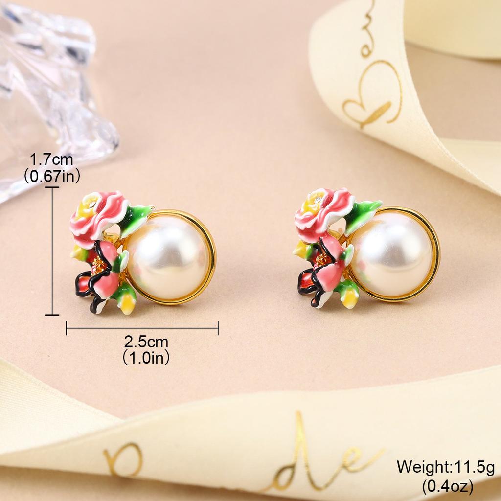 Mori Small Oil Drop Pearl Flower Earrings Small Fresh and Sweet Butterfly Love Earrings Super Fairy High-end Stud Earrings