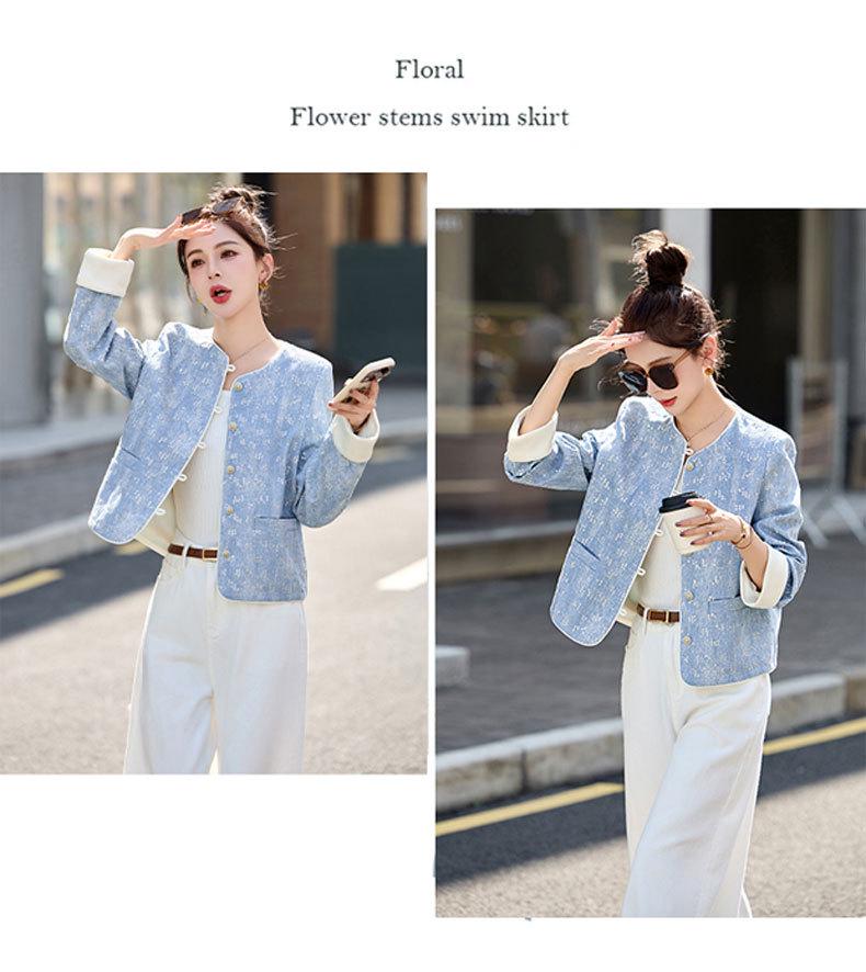 2025 Frühling Damen Retro Pailletten Rundhalsjacke HE5011