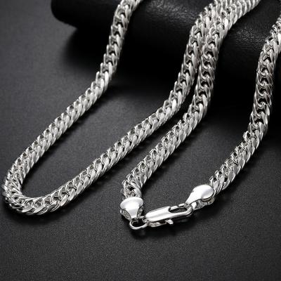 Srebro Sterling 925 Szerokość 6MM Naszyjniki Łańcuszkowe Dla Kobiet Z Amuletami Modna Biżuteria